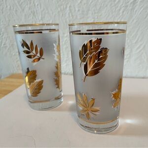 Gold Leaf Frosted Glass Tumblers